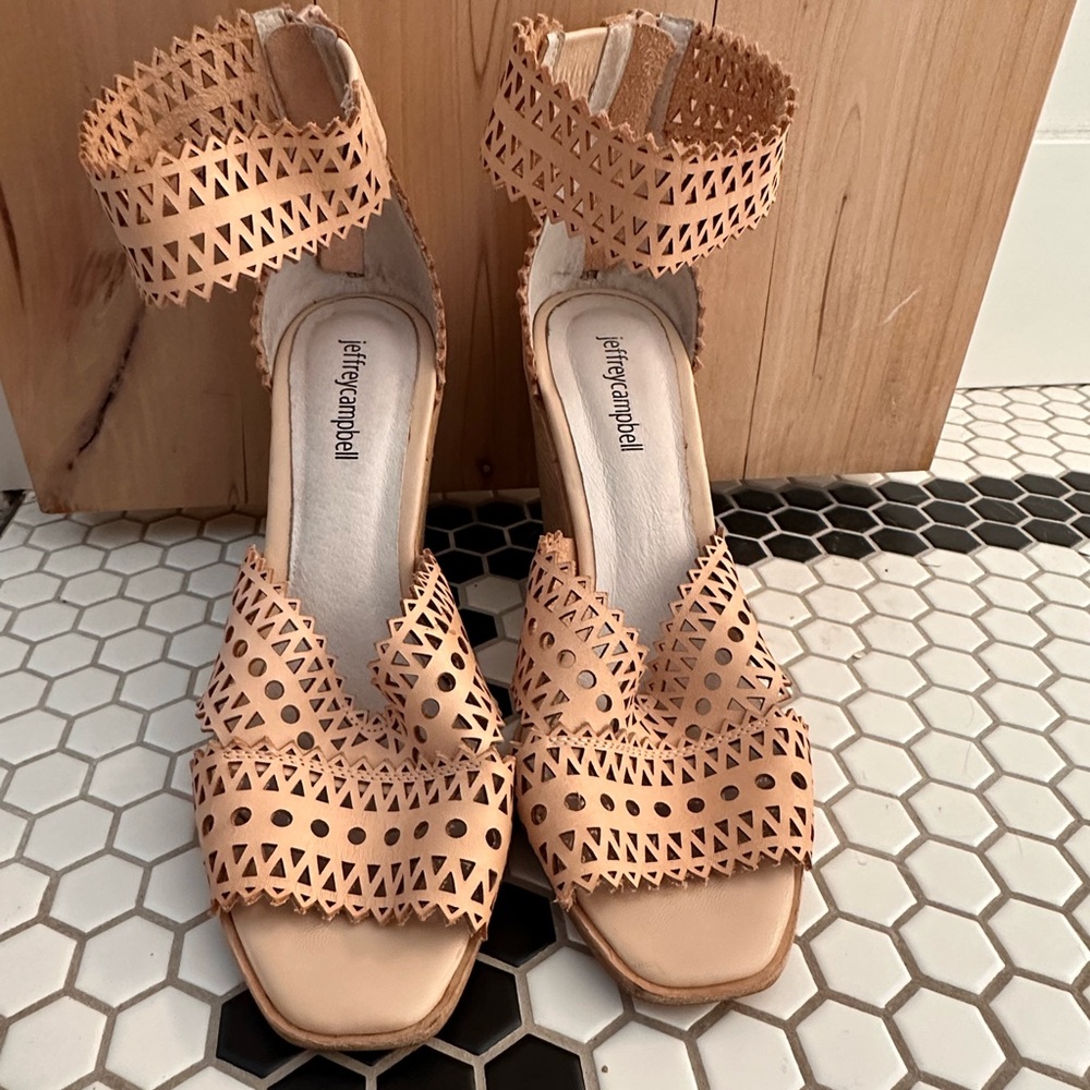 Jefferey Campbell nude wedge sandal